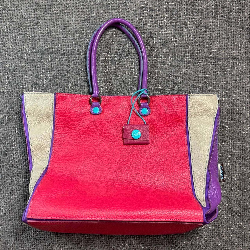 Gabs Firenze Leather Convertible Tote Bag Womens Large Pink Purple Colorblock
